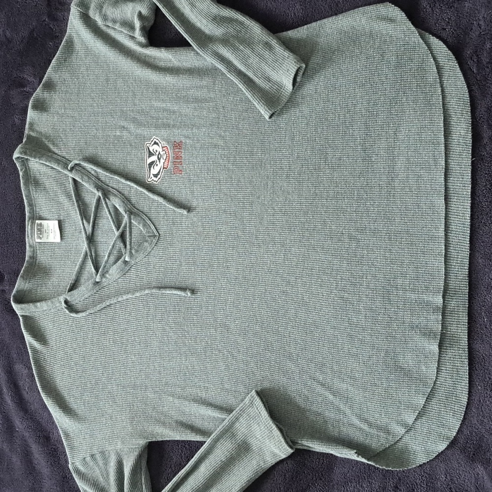 Victoria's Secret PINK Wisconsin Badgers crisscross v neck top